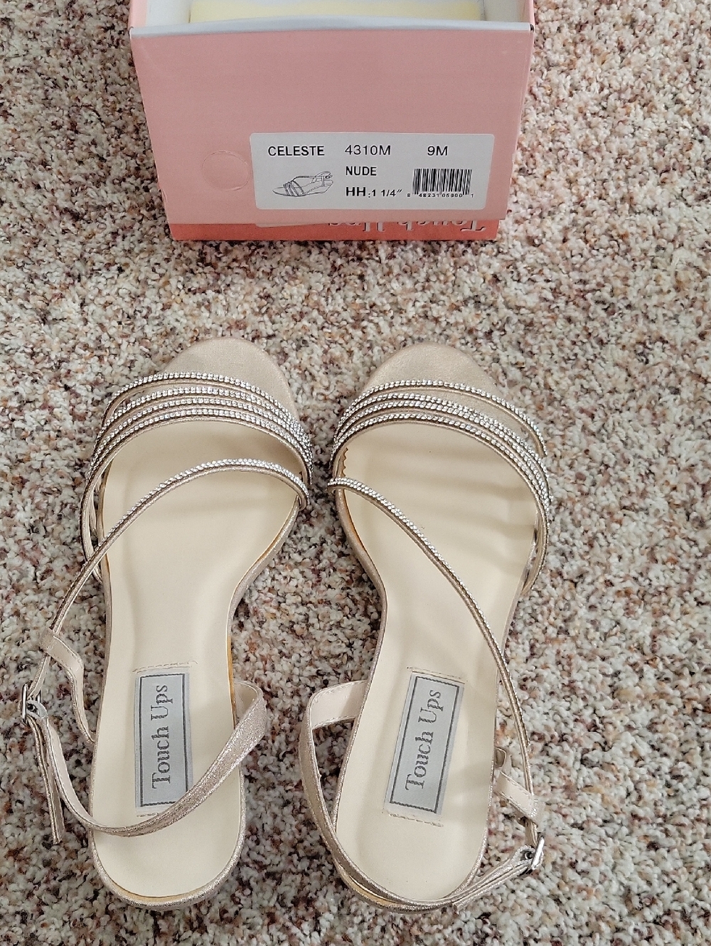 Touch Ups Celeste Rhinestone Nude Strappy Sandals